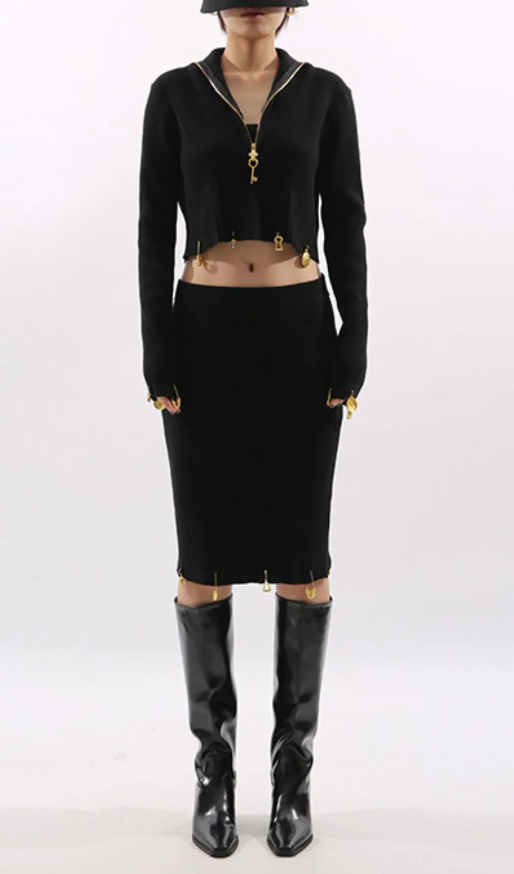 Idun Black Long Sleeve Two-Piece Set Flowering Girl