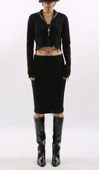 Idun Black Long Sleeve Two-Piece Set Flowering Girl