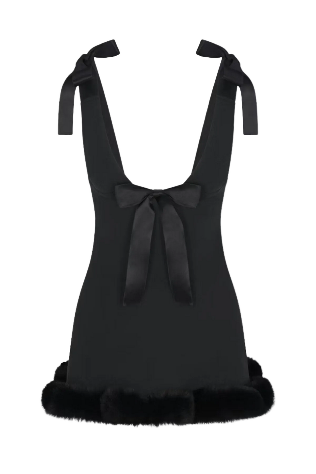 Atalanta Bow Embellished Mini Dress - Black Flowering Girl