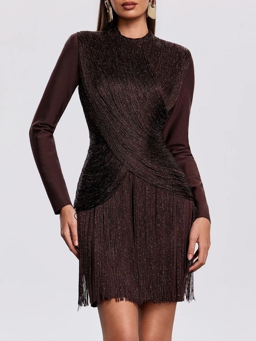 Qavlek Fringe Glitter Mini Dress Flowering Girl