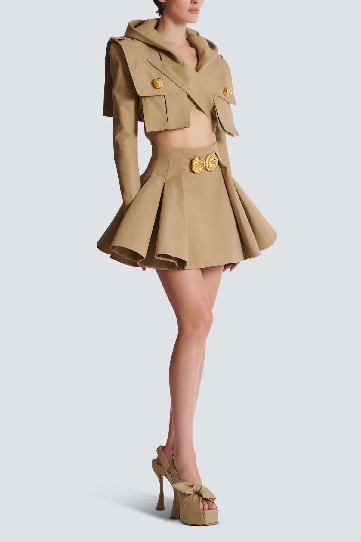Flared Pleated Grain De Poudre Skirt Flowering Girl
