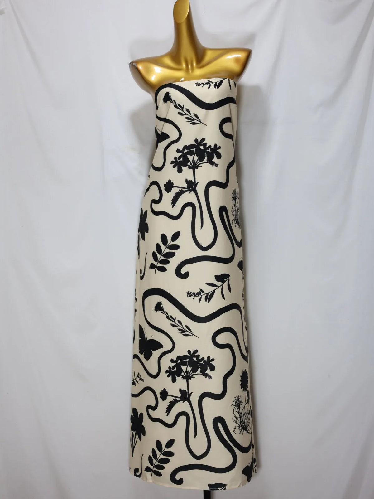 Tropical Leaf Print Strapless Maxi Dress Flowering Girl