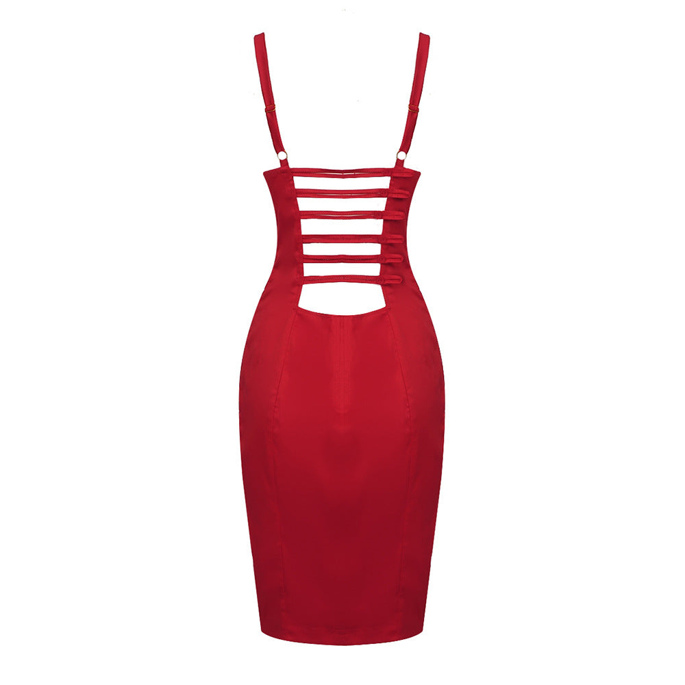 Katherine Satin Bodycon Corset Mini Dress In Red Flowering Girl
