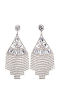 Gold Statement Crystal Drop Tassel Earrings Flowering Girl