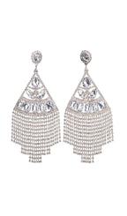 Gold Statement Crystal Drop Tassel Earrings Flowering Girl