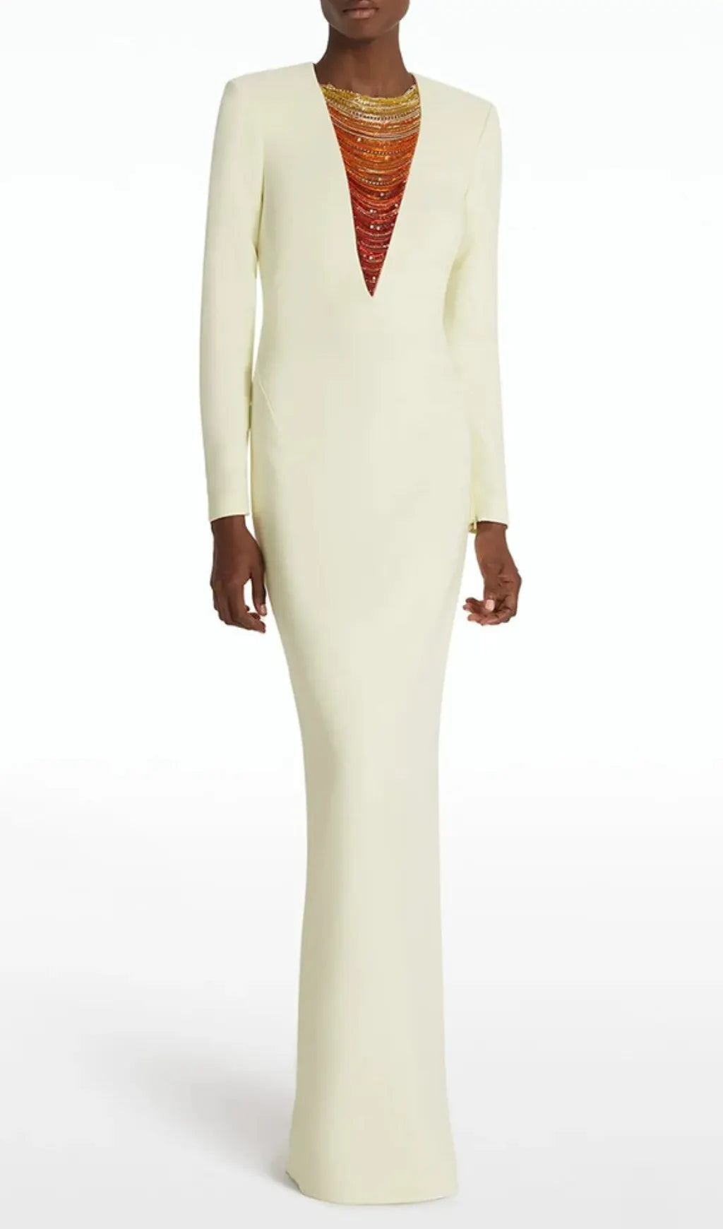 Eusebia Ivory Beaded Long Sleeve Maxi Dress Flowering Girl
