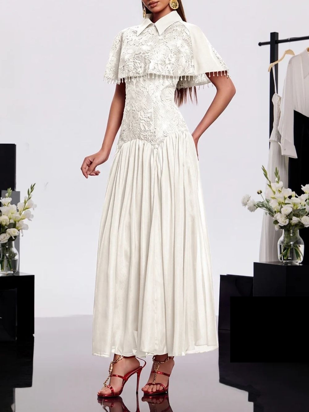 Hatice Cape Lace Dress Flowering Girl