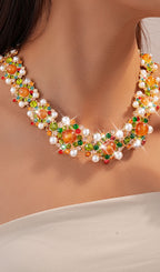 Kagami Diamante Earrings & Necklace Set Flowering Girl