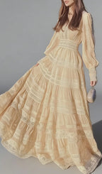 Kamara Apricot Long Sleeve Maxi Dress Flowering Girl