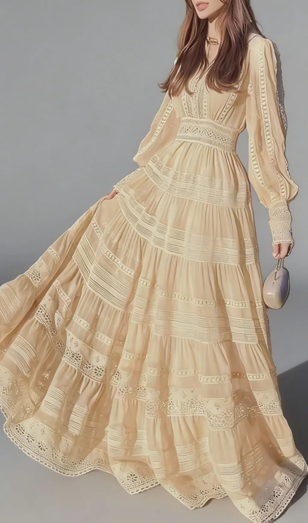 Kamara Apricot Long Sleeve Maxi Dress Flowering Girl