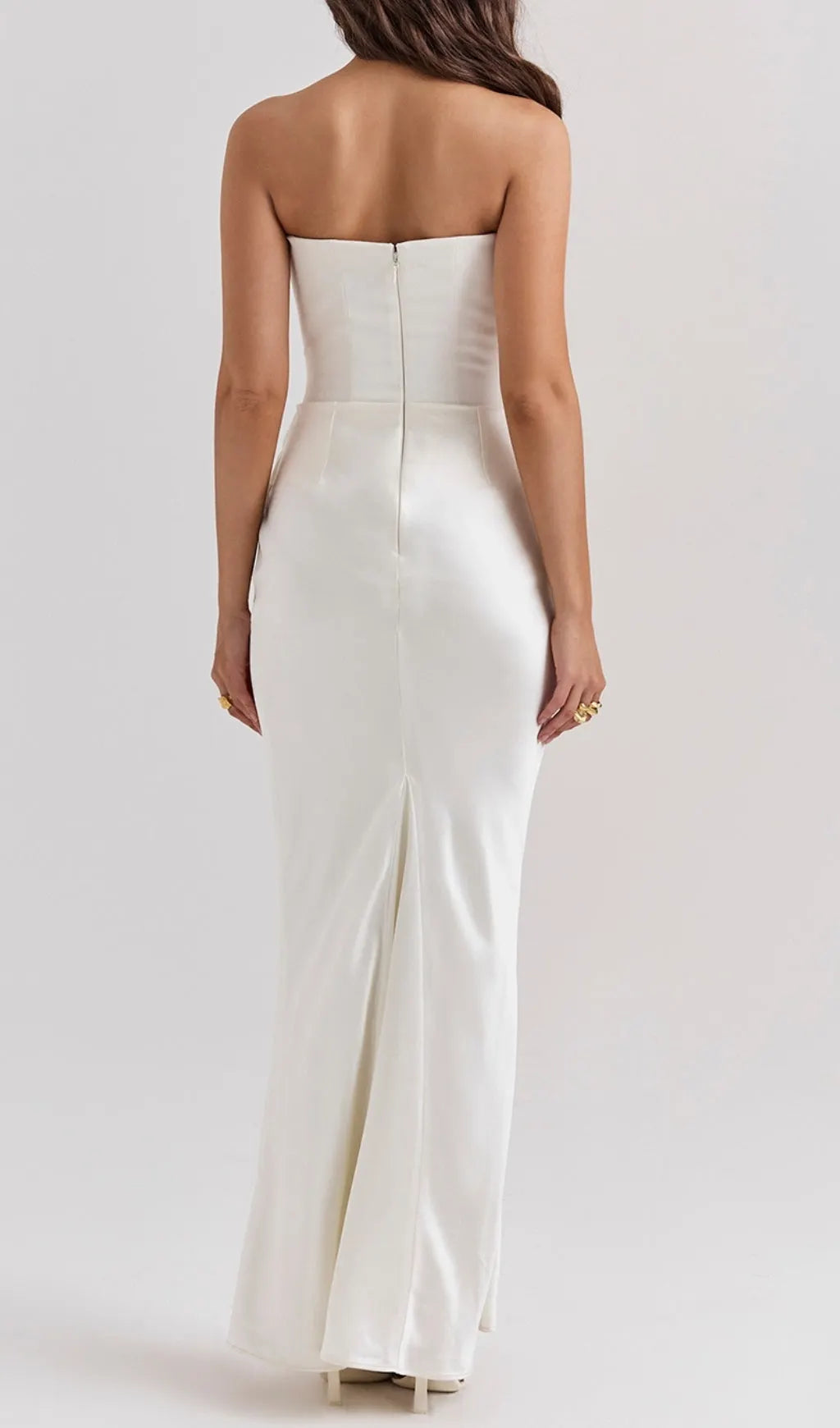 Ruched Corset Dress Maxi Dress In White Flowering Girl