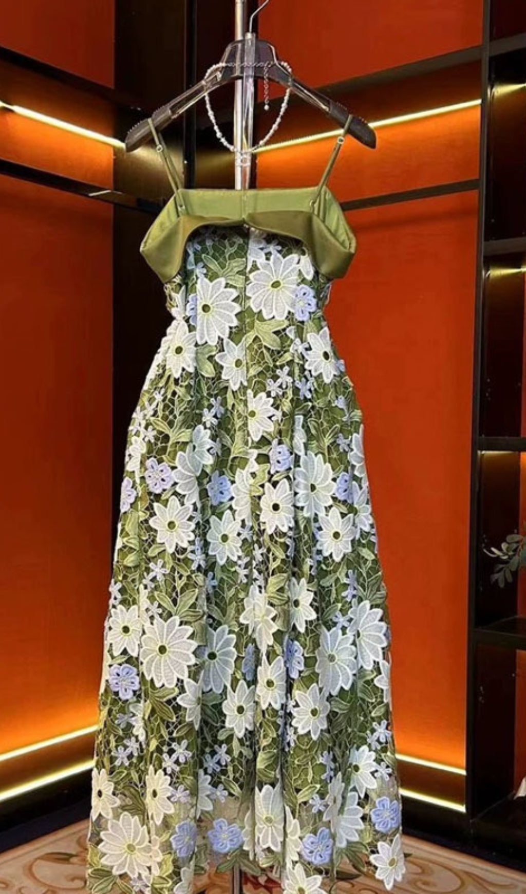 Drago Green Flower Midi Dress Flowering Girl