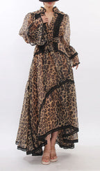 Jasna Leopard Printed Long Sleeve Maxi Dress Flowering Girl