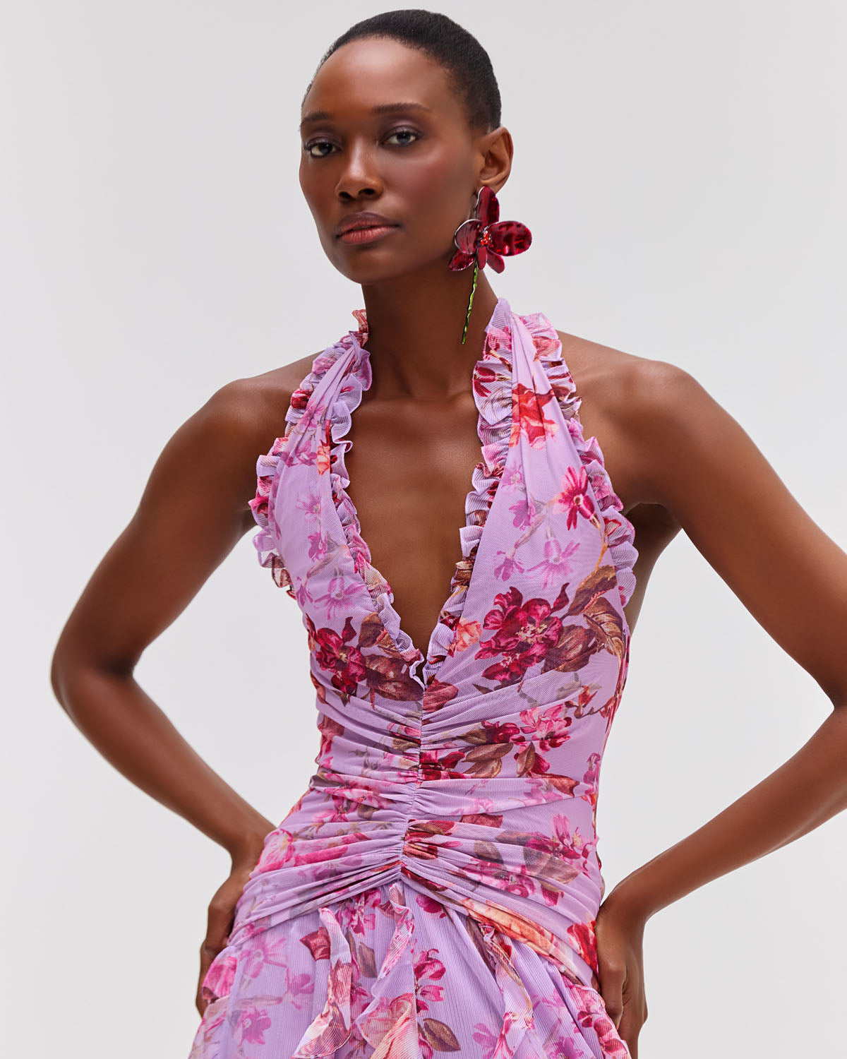 Floral Haze Stretch Tulle Maxi Dress Flowering Girl