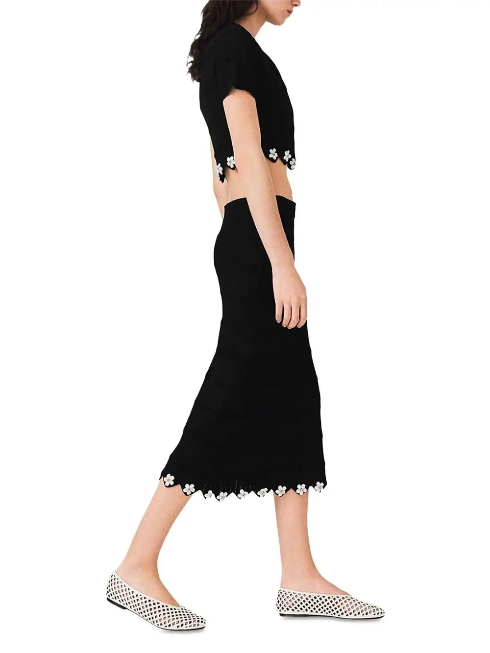 Jipearl Jeweled Flowers Knit Skirt Flowering Girl