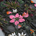 Black Floral Embroidered Mesh Column Dress Flowering Girl