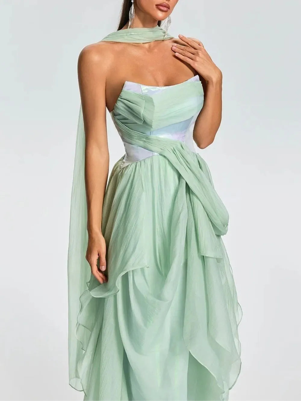 Euanthe Scarf Ruffle Maxi Dress Flowering Girl
