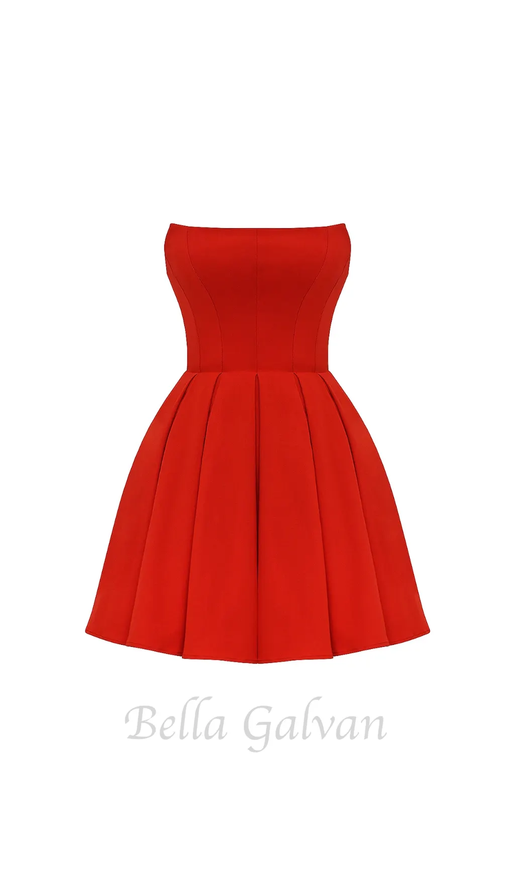 tomato red strapless pleated mini dress Flowering Girl