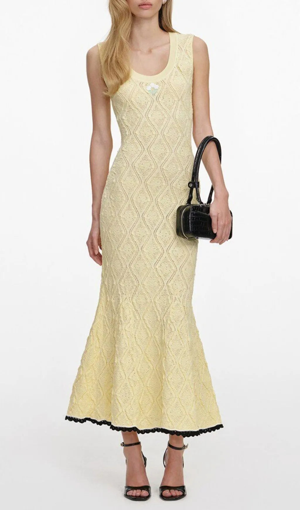Madelynn Yellow Sleeveless Knit Midi Dress Flowering Girl