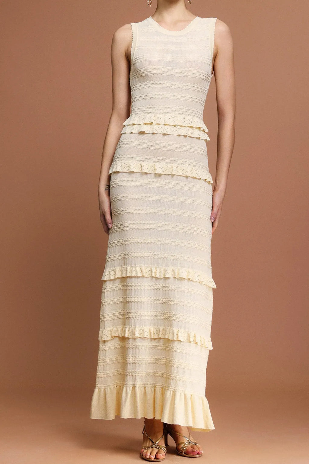 Trista Round Neck Sleeveless Folds Maxi Dress Flowering Girl