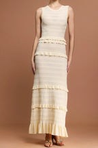 Trista Round Neck Sleeveless Folds Maxi Dress Flowering Girl