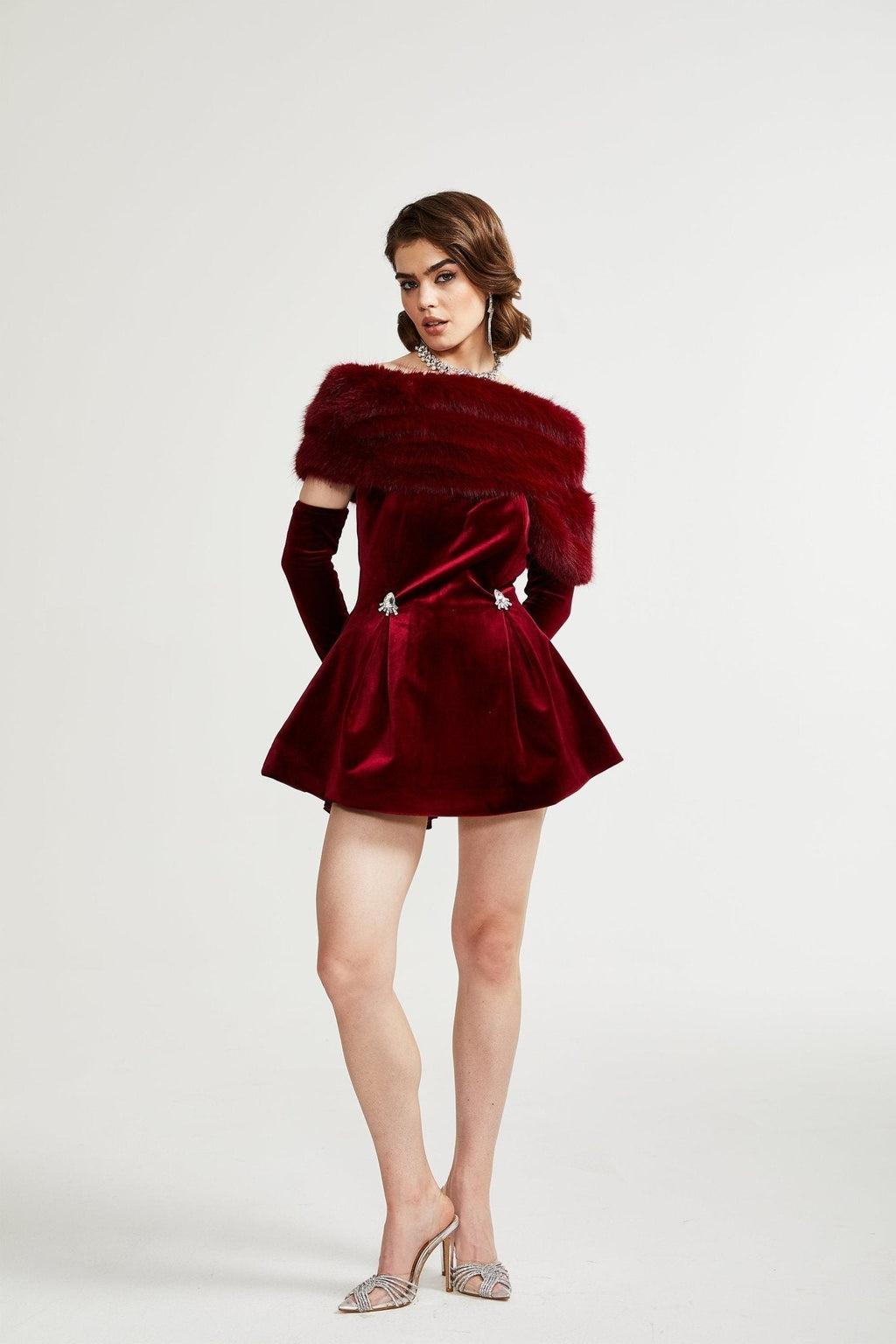 Wivika Velvet Fur Dress Flowering Girl
