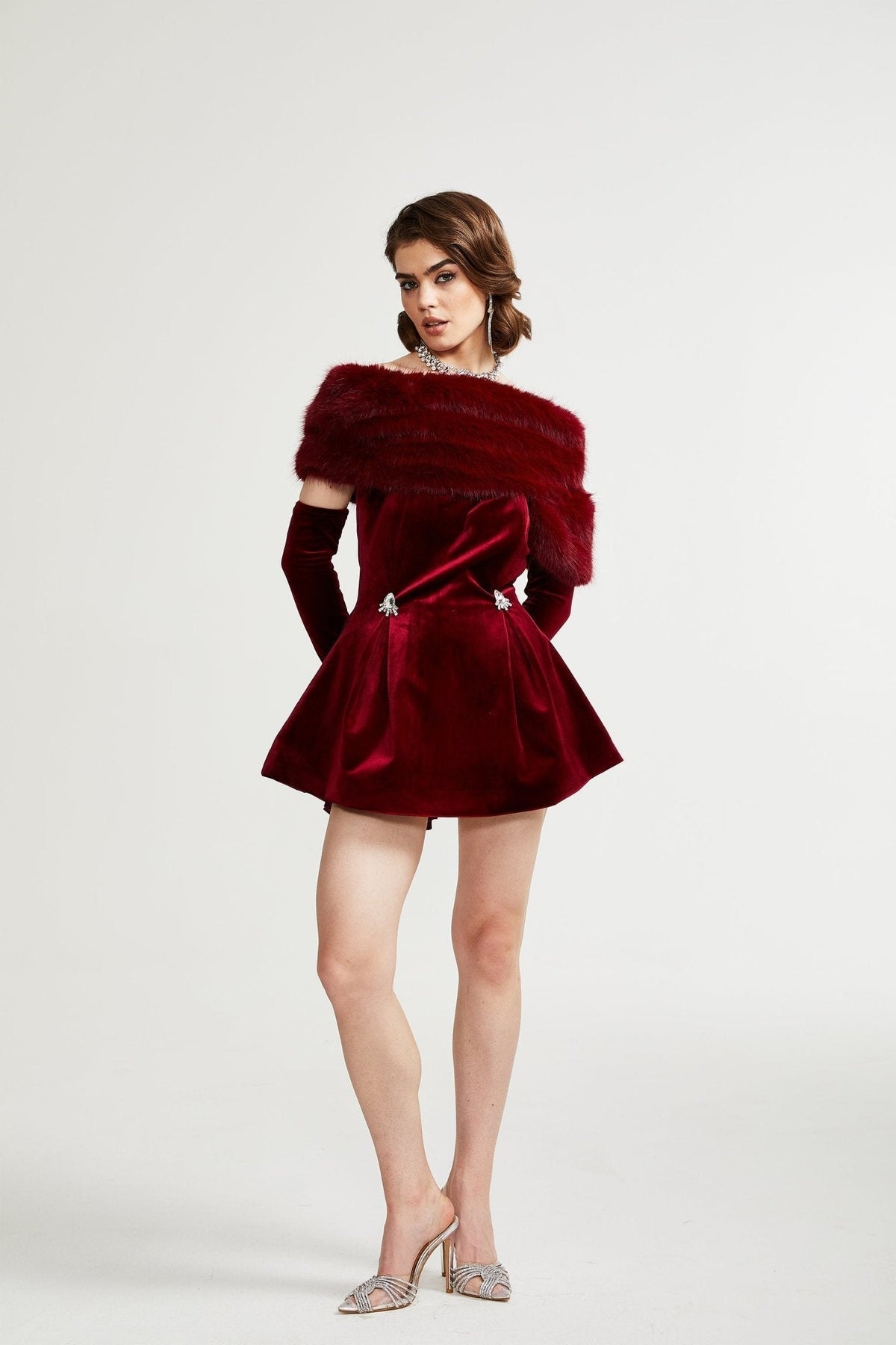 Wivika Velvet Fur Dress Flowering Girl