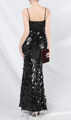 Chole Black Strappy Sequin Maxi Dress Flowering Girl