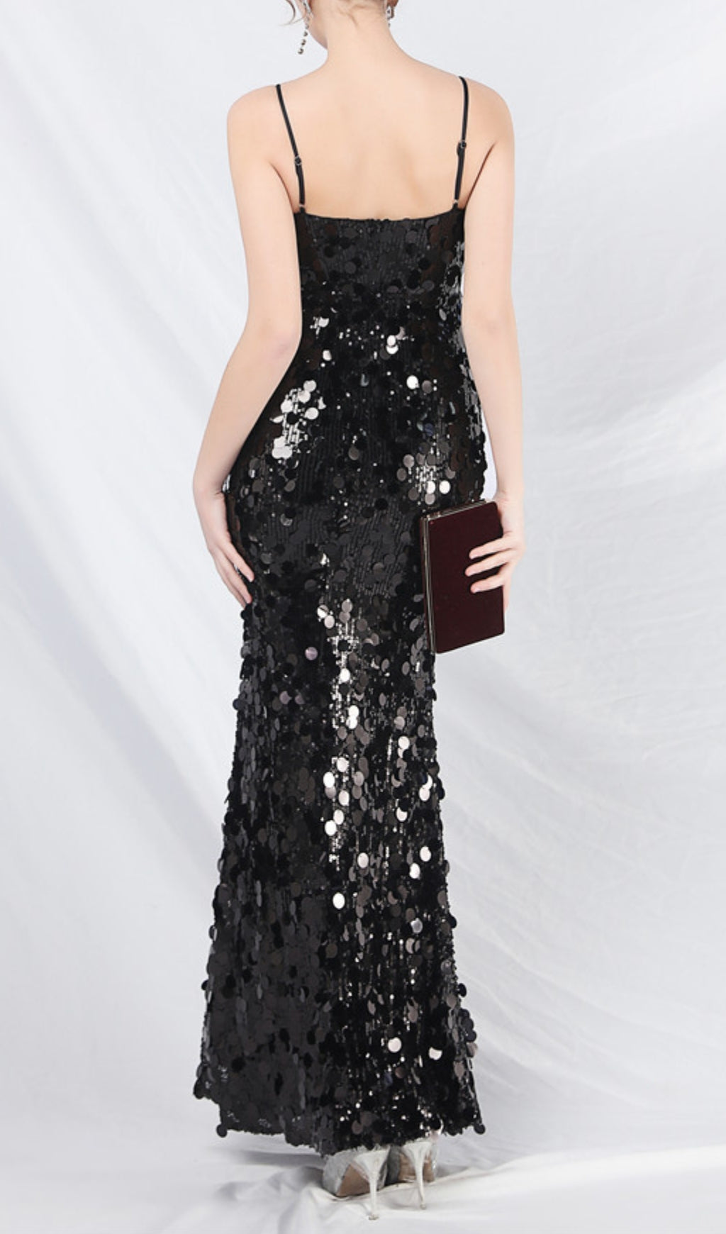 Chole Black Strappy Sequin Maxi Dress Flowering Girl