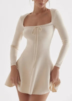 Lillian Square-Neck Knit Mini Dress Flowering Girl