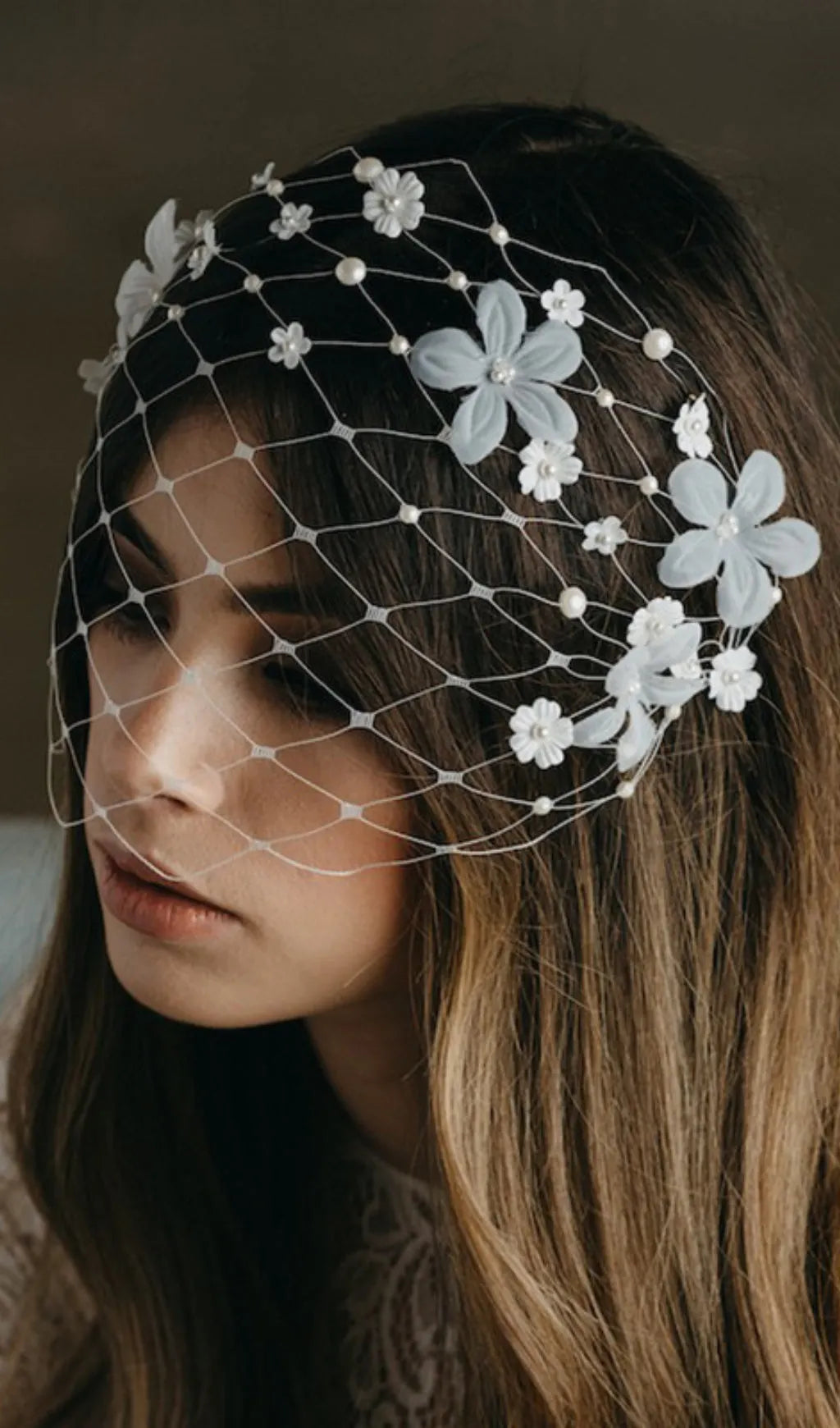 Vintage Pearl Petal Veil Flowering Girl
