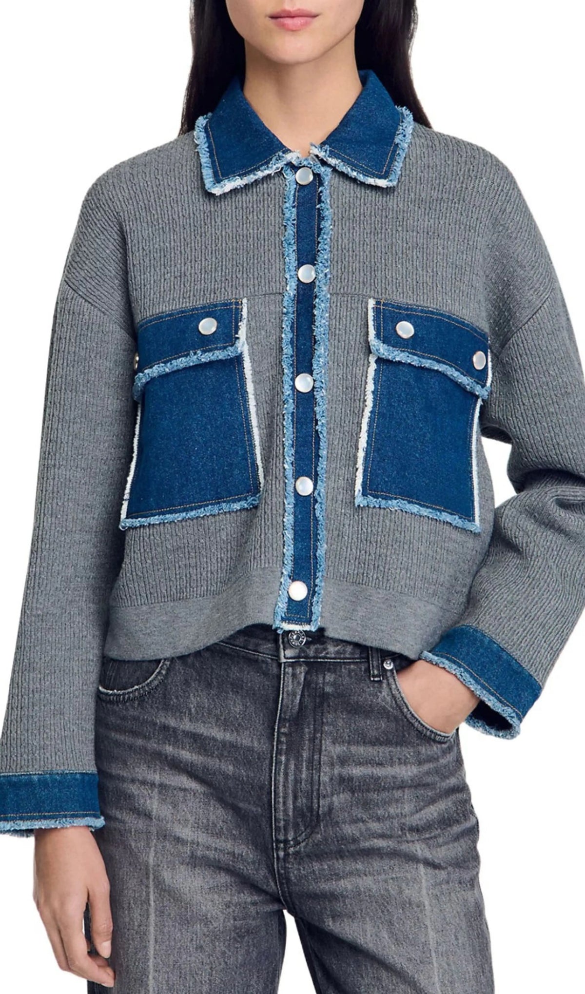 John Mixed Media Cardigan Flowering Girl