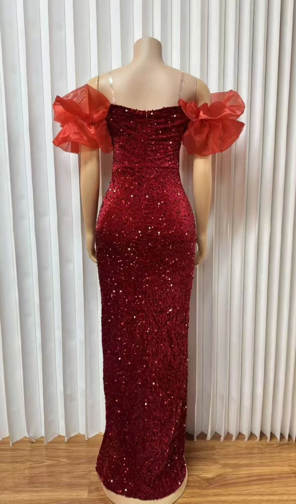 Dolores Extravagant Puff-Sleeve Sequin Cocktail Maxi Dress Flowering Girl