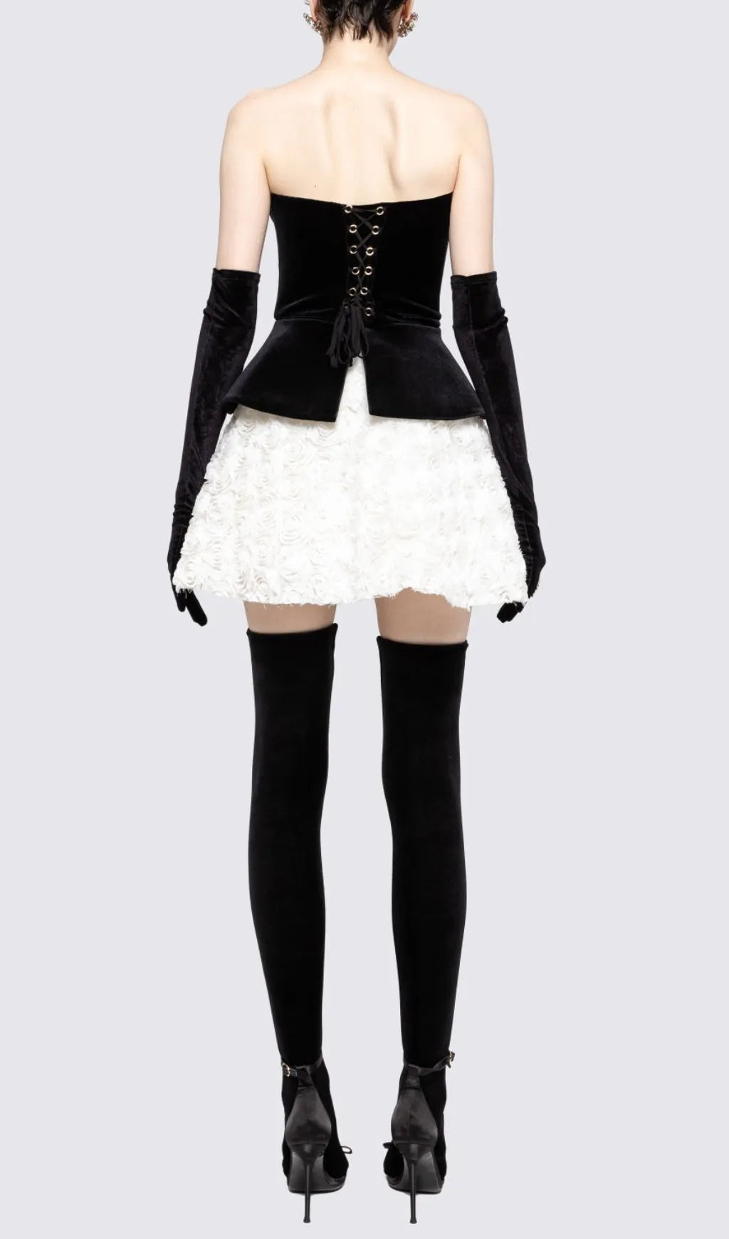 Gefion Strapless Lace-Up Flower Skirt Set Flowering Girl