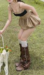 Kasi Khaki Dot Two-Piece Set Flowering Girl