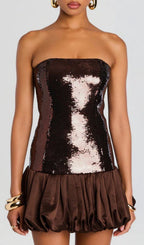 Irén Strapless Sequin Mini Dress Flowering Girl