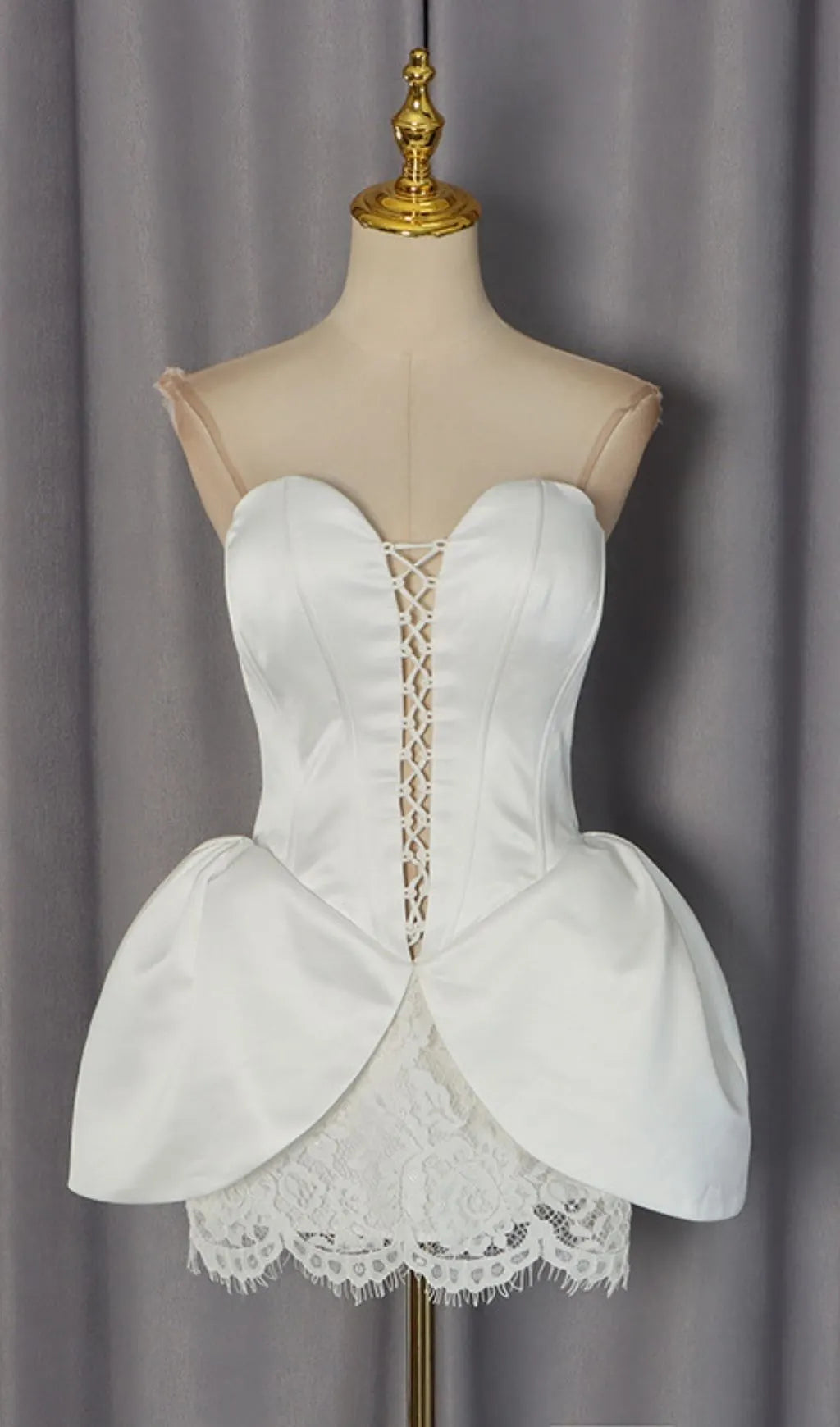 Lennox White Strapless Lace Mini Dress Flowering Girl