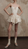Flossie White Strappy Ruffle Mini Dress Flowering Girl