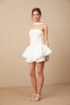 Olivia White Halterneck Ruffled Mini Dress Flowering Girl