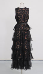 Kaelyn Leopard Mesh Maxi Dress Flowering Girl