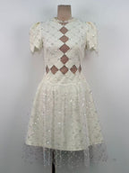 Henrietta Ivory Sequin Mini Dress With Mesh Panels Flowering Girl