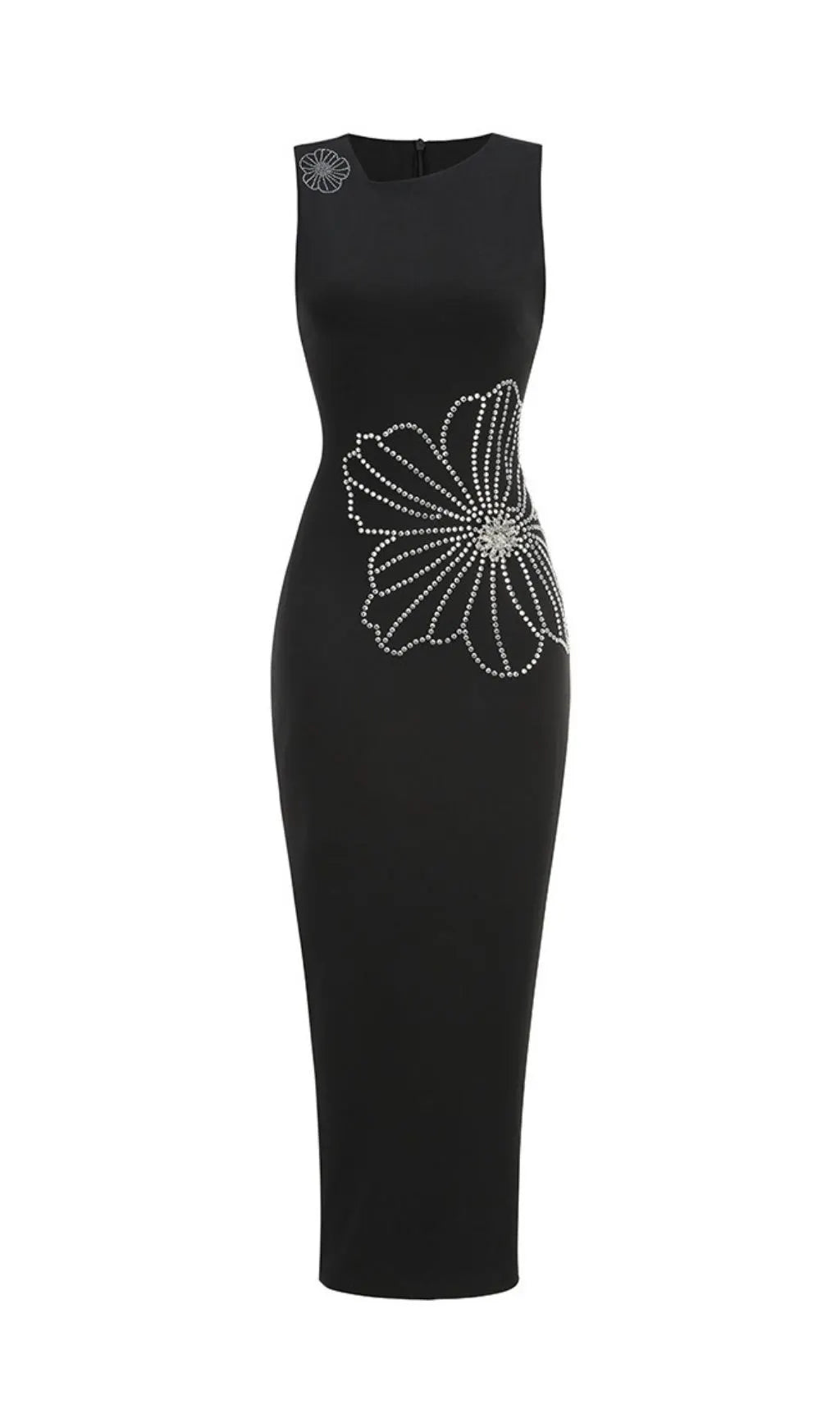 Keni Black Sleeveless Flower Diamante Maxi Dress Flowering Girl