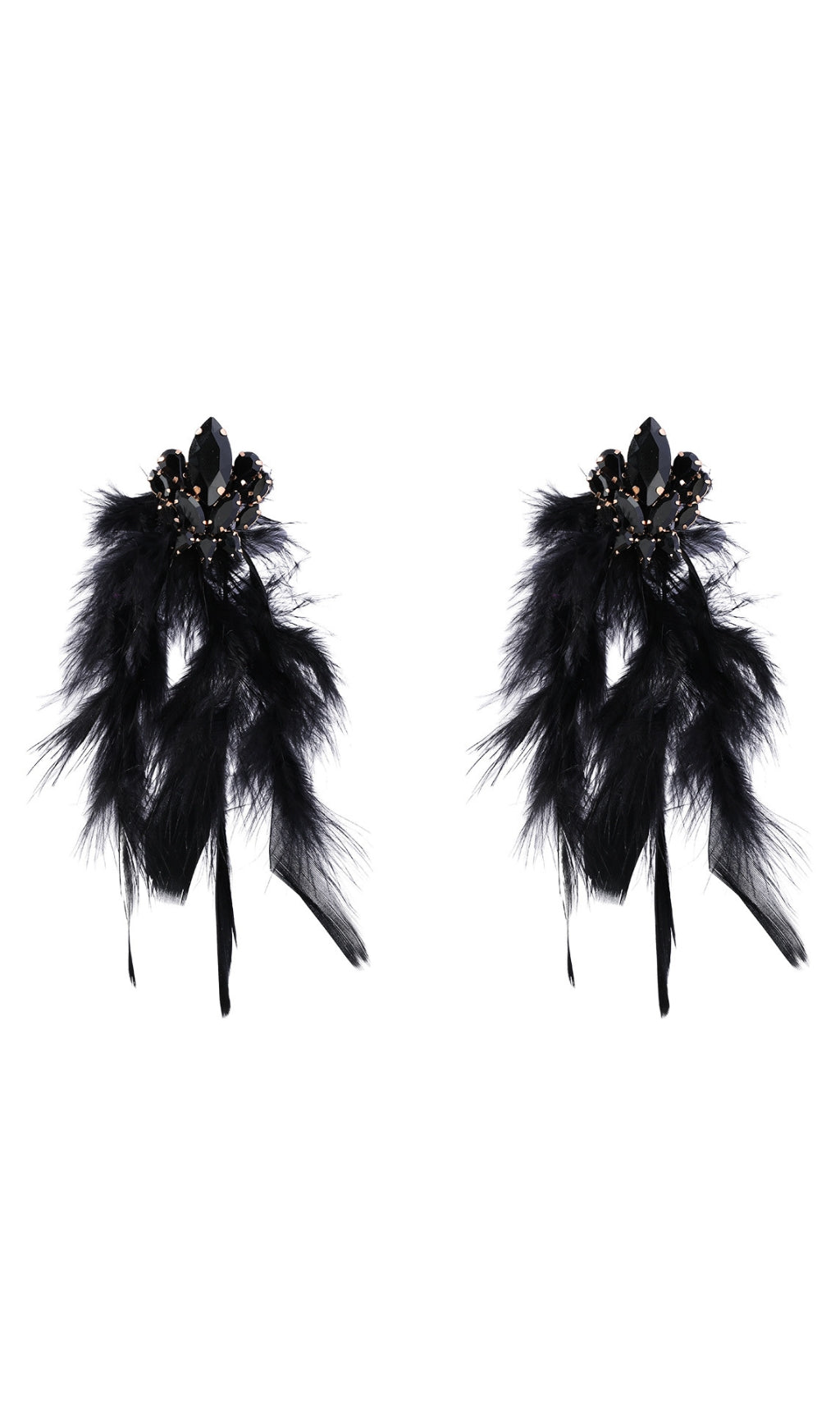Rhinestone Feather Earrings Flowering Girl