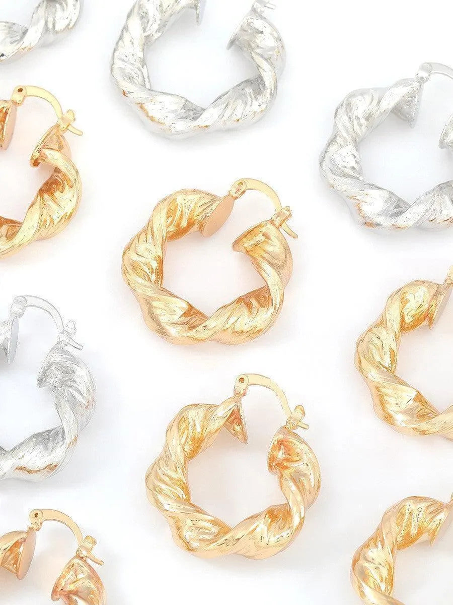 Maia Chunky Twist Hoop Earrings Flowering Girl