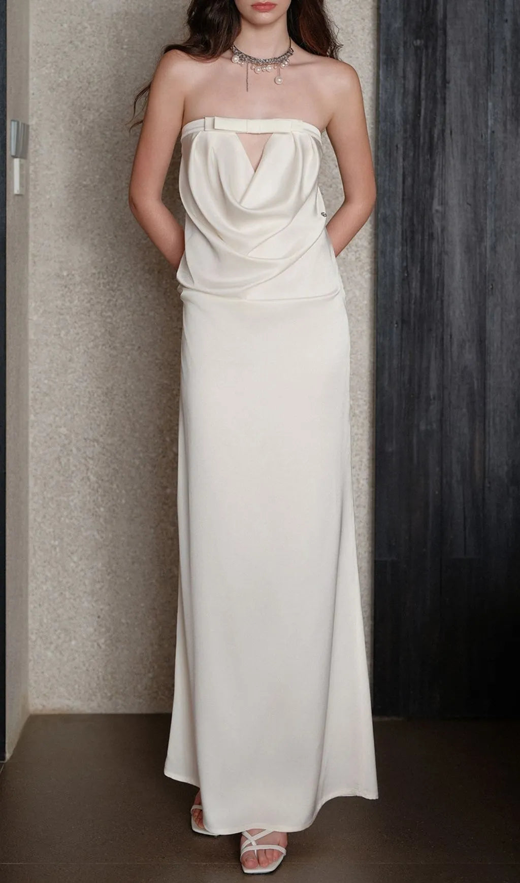 Khadija White Strapless Maxi Dress Flowering Girl