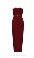 demi bow strapless midi dress in merlot Flowering Girl