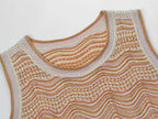 Beige Pointelle Knit Fitted Column Two-Piece Set Flowering Girl