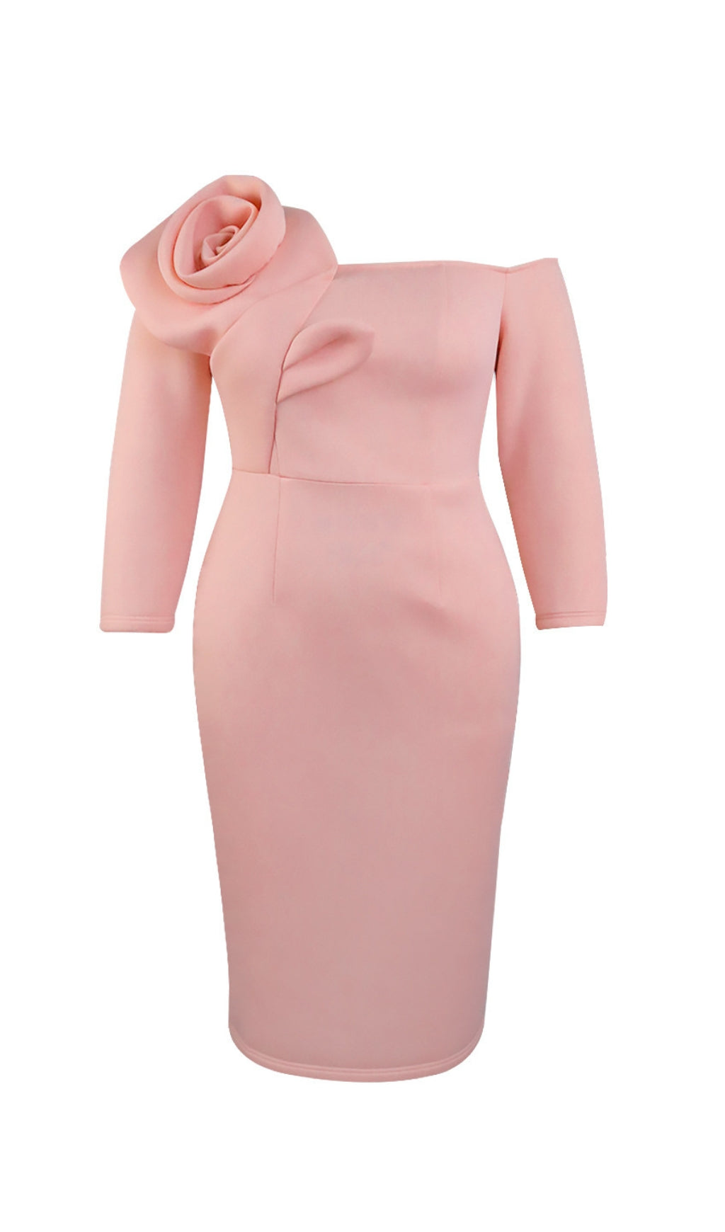 Bahira Pink Flower Long Sleeve Midi Dress Flowering Girl