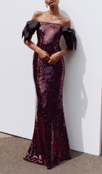 Jurek Sequin Bow Maxi Dress Flowering Girl