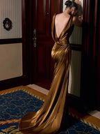 Merrick Brown Backless Maxi Dress Flowering Girl